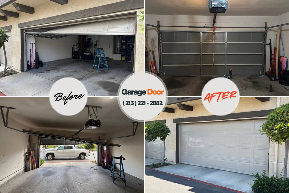 Before and after: garage door repair Lowes Island, VA